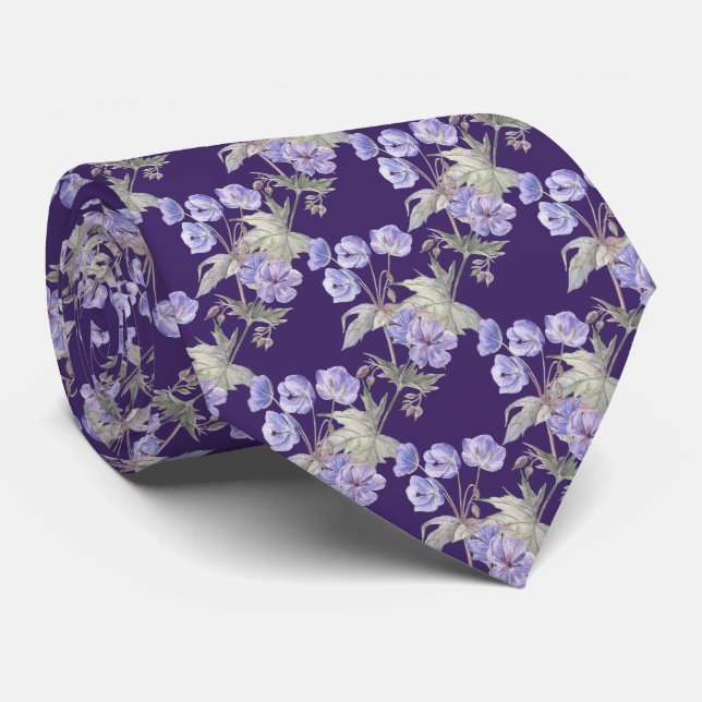 Cravate Nœud papillon lavande violet floral (Roulé)