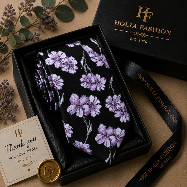 Cravate Nœud papillon lavande violet floral (Créateur téléchargé)