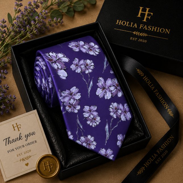 Cravate Nœud papillon lavande violet floral (Créateur téléchargé)