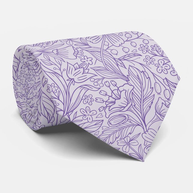Cravate Nœud papillon lavande violet floral (Roulé)