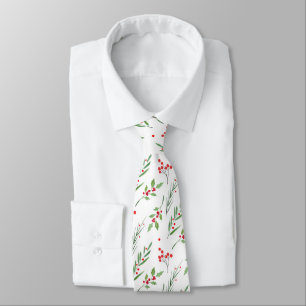 Cravate Noeud papillon motif botanique mixte de Noël