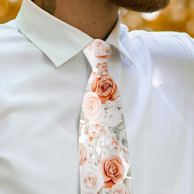 Cravate Nœud papillon roses en terre cuite et blanc (Créateur téléchargé)