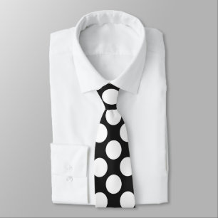 Cravate Noir avec Pois blancs Retro