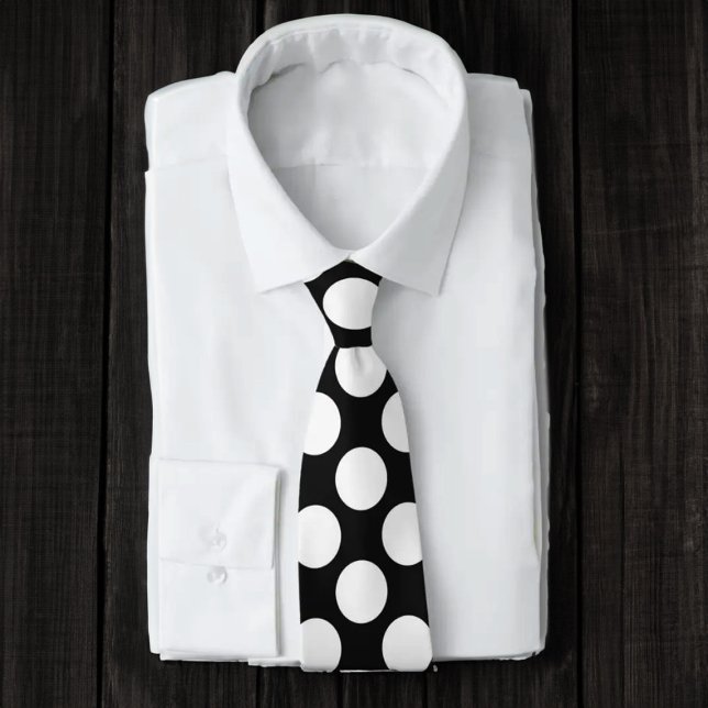 Cravate Noir avec Pois blancs Retro (Créateur téléchargé)