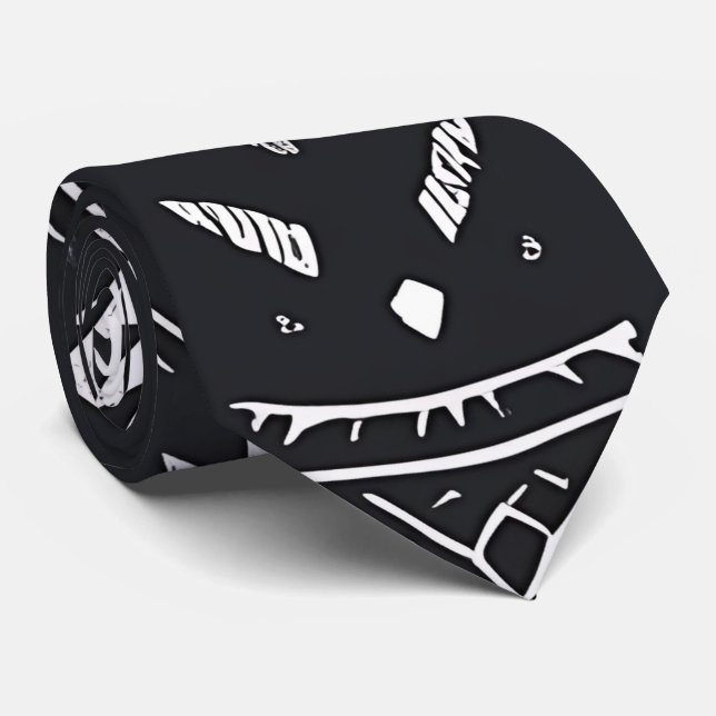 Cravate noir blanc Aztec (Roulé)