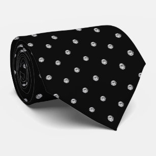 Cravate Noir Blanc Brillant Paillettes Diamant Look