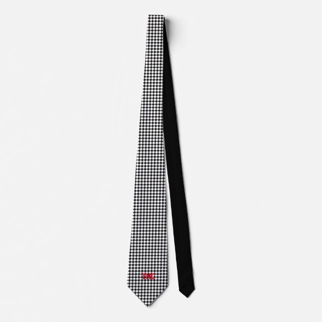 Cravate Noir Blanc Checkerboard INITIALS Sports Classic (Devant)