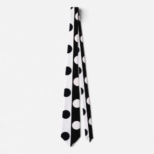 Cravate Noir Blanc demi-couleur fractionné en Pois Inverse