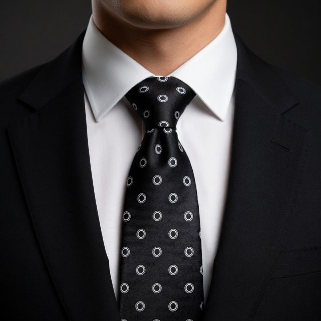Cravate Noir & Blanc Polka Élégance Subtile (Créateur téléchargé)