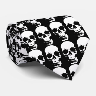 Cravate Noir & Blanc Pop Art Crâne Cool élégant