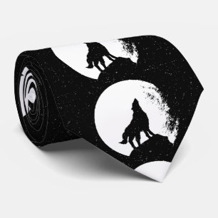 Cravate Noir Blanc Wolf & Lune Silhouette