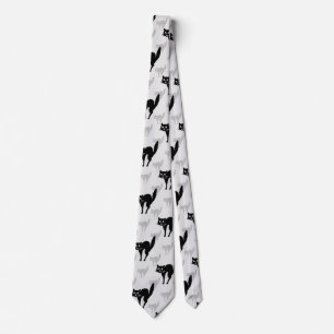 Cravate Noir Chat Shadow Silhouette Motif Design