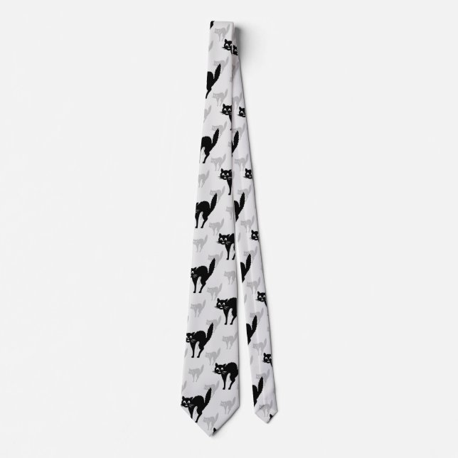 Cravate Noir Chat Shadow Silhouette Motif Design (Devant)