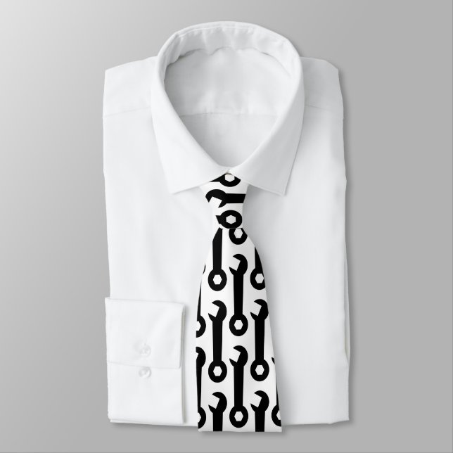 Cravate noir et blanc à motif de clé (Attaché)