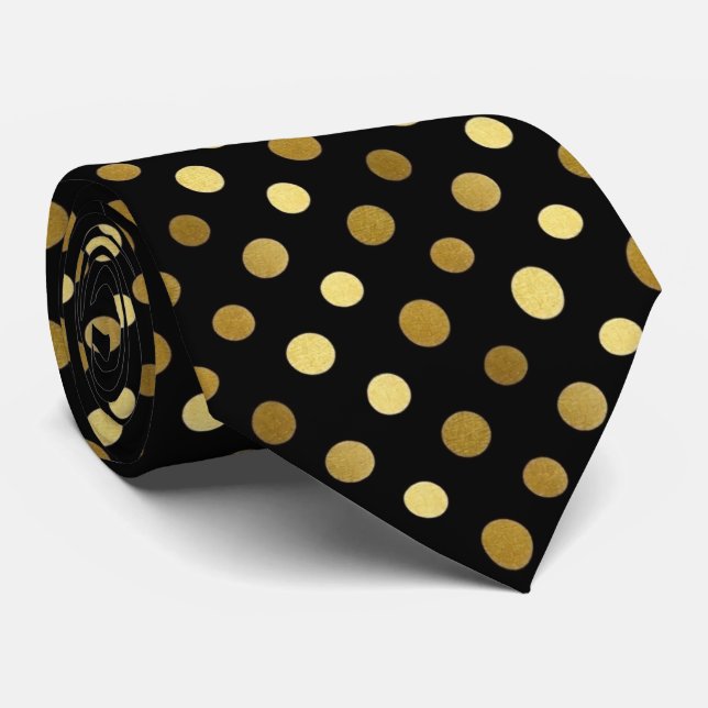 Cravate Noir et Or Classique à pois (Roulé)