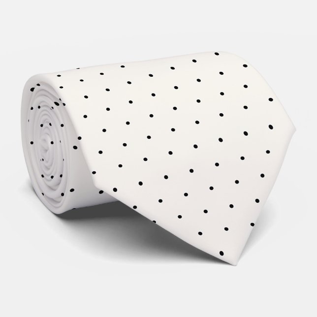 Cravate Noir et pois ivory (Roulé)
