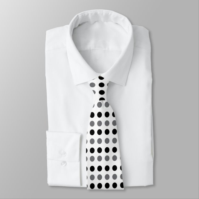 Cravate Noir Gris pois  (Attaché)