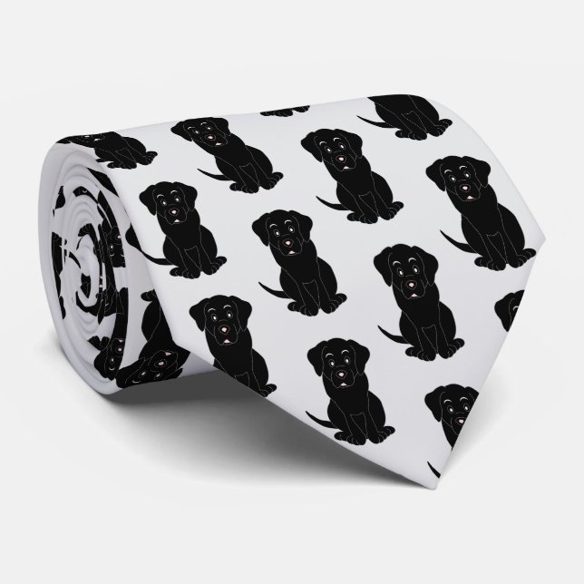 Cravate Noir Labrador Chien Design (Roulé)