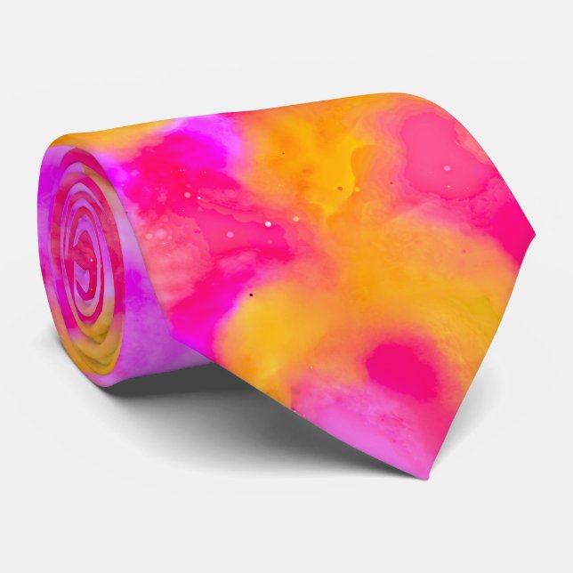 Cravate Noir rose et orange (Roulé)