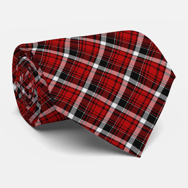 Cravate Noir rouge et blanc Plaid Noël (Roulé)
