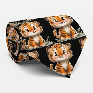 Cravate noir tigre doux et souriant
