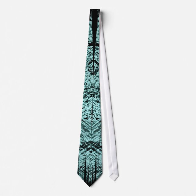 Cravate Noir tribal abstrait de vert de turquoise de motif (Devant)