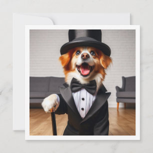 Cravate noire, anniversaire de chien, invitation d