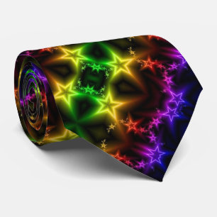 Cravate noire aux étoiles de couleur néon sur une