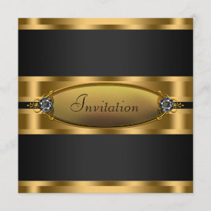 Cravate noire Black Gold Party Invitation