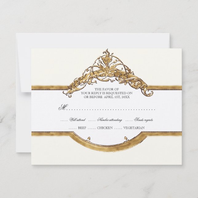 Cravate noire Elégance 2, Mariage d'or Cartes RSVP (Devant)