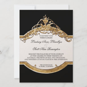 Cravate noire Elégance 2, Mariage d'or Invitations