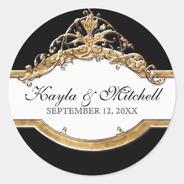 Cravate noire Elégance 2, Sticker à couplage d'or (Devant)