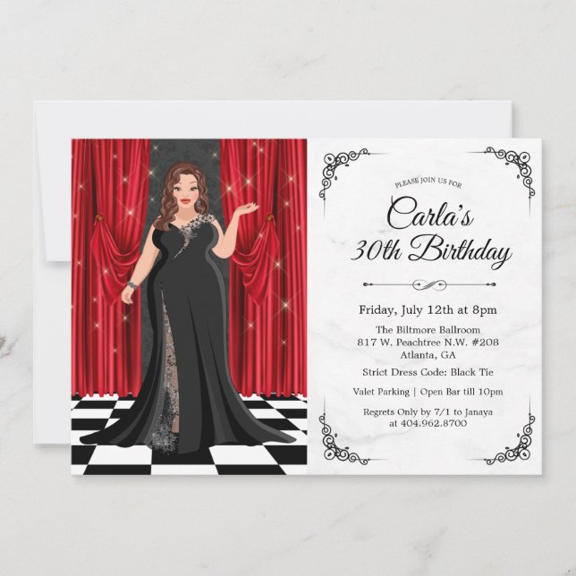 Cravate noire Elegant Gown Invitation Anniversaire (Devant)