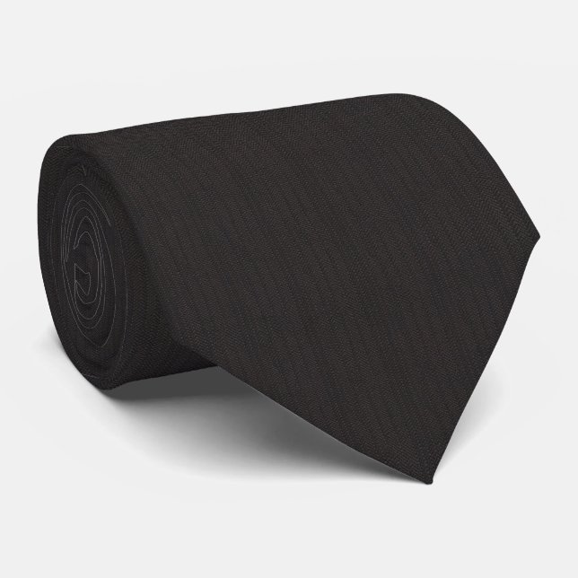 Cravate noire en herringbone discrète (Roulé)