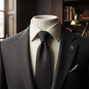 Cravate noire en herringbone discrète