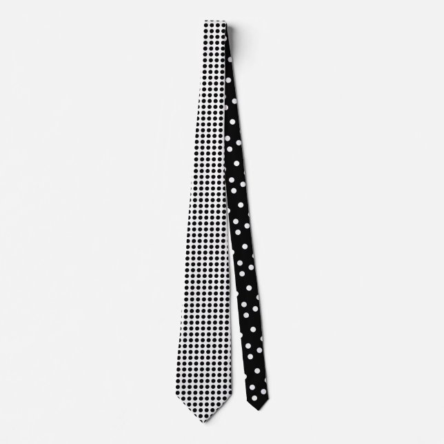 Cravate noire et blanche de point de polka (Devant)