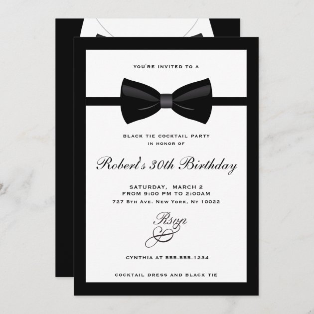 Cravate noire invitation la soir e cocktail Zazzle.fr