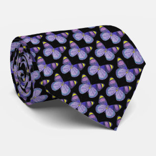 Cravate (noire) - Papillon Violet