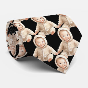Cravate noire personnalisée avec photo de bébé déc