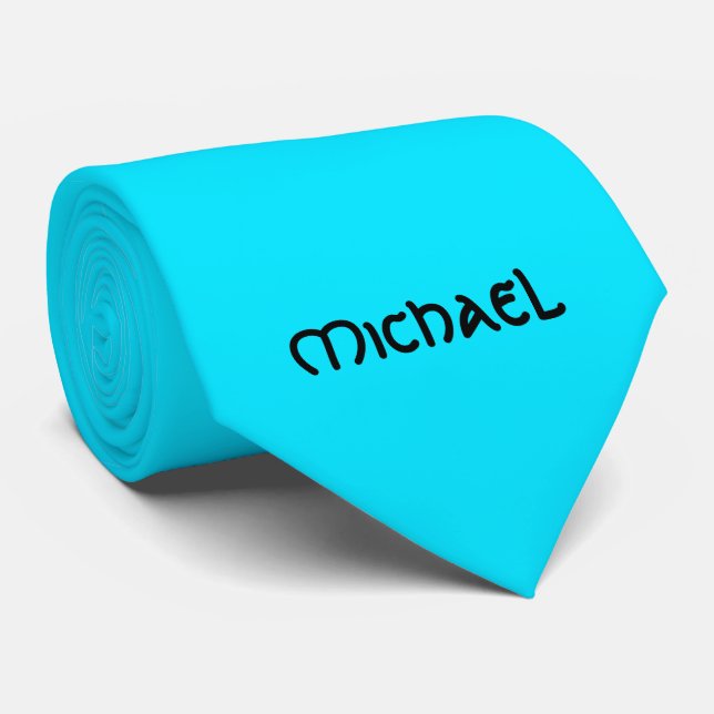 Cravate Nom celtique bleu fluorescent néon vibrant (Roulé)