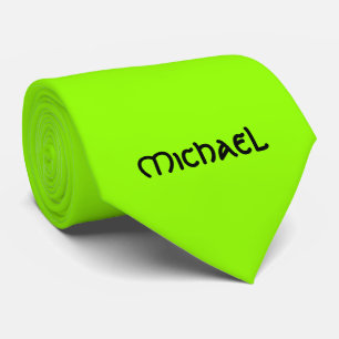Cravate Nom celtique vert fluorescent néon vibrant