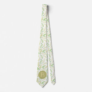 Cravate Nom du monogramme personnalisé Nature Fern Motif f