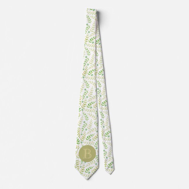 Cravate Nom du monogramme personnalisé Nature Fern Motif f (Devant)