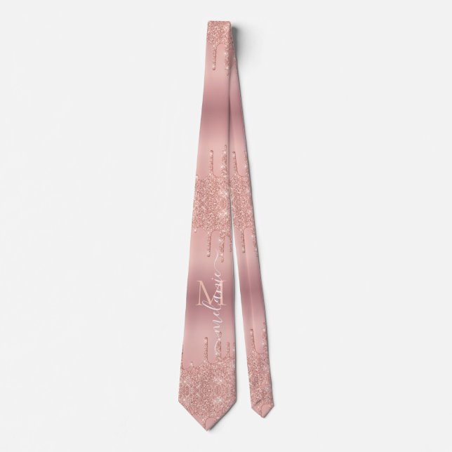 Cravate Nom du monogramme Rose Parties scintillant de  Gol (Devant)
