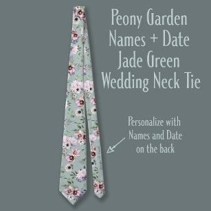 Cravate Noms des jardins de pivoines + Date Jade Mariage v