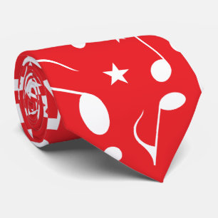 Cravate Notes de musique blanche en rouge