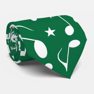 Cravate Notes de musique blanches sur fond vert foncé