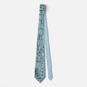 Cravate Notes de musique bleu pastel