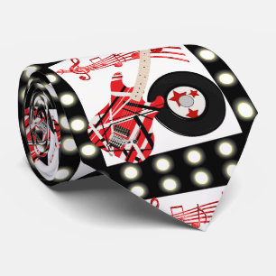 Cravate Notes de musique de guitare et impression de disqu