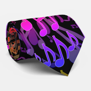 Cravate Notes de musique Motif musical amusant Couleurs vi